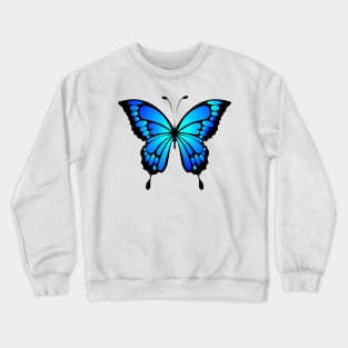 Dramatic Bright Blue and Black Butterfly Crewneck Sweatshirt